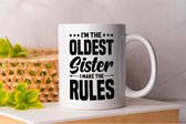 Mok I'm the Oldest Sister i Make the Rules - FamilyFirst - Gift - Cadeau - LoveMyFamily - GezinEerst - FamilieLiefde - Mom - Sister - Dad - Brother - Mama - Broer - Vader - Zus - anime - Teacher