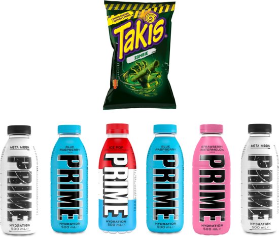 Prime Hydration Drink - Schoencadeautjes Sinterklaas - Takis Chips - Pakket 7 stuks