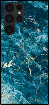 Smartphonica Telefoonhoesje voor Samsung Galaxy S23 Ultra met marmer opdruk - TPU backcover case marble design - Blauw / Back Cover geschikt voor Samsung Galaxy S23 Ultra