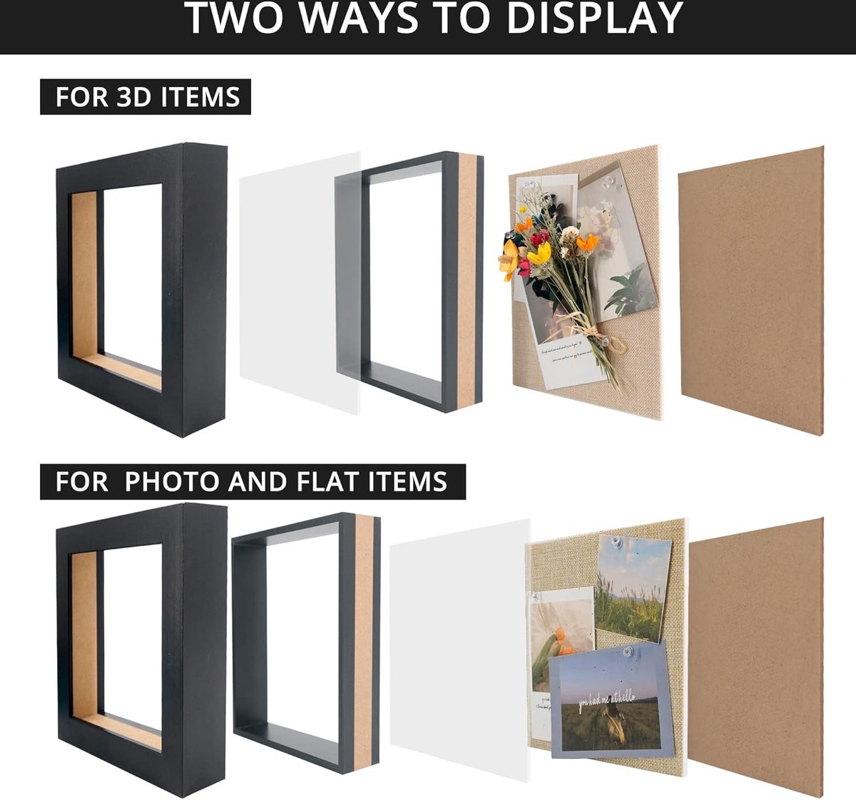 Muzilife 3D Cadre Boîte avec Planche en Toile 30x30cm Cadre Profond