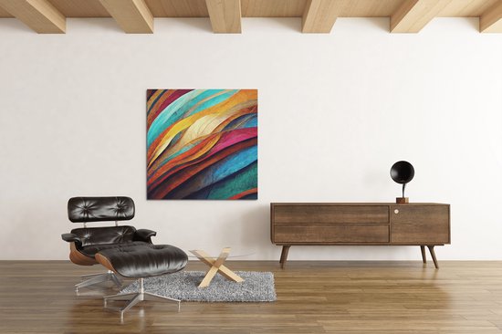 Canvas Schilderij - Abstract kleuren - Wanddecoratie - Kleurrijk - 100x100 cm