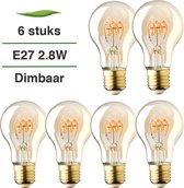 6 Stuks E27 LED lamp spiraal Lybardo Gold 2.8W 2000K Extra Warm 120 lumen Dimbaar