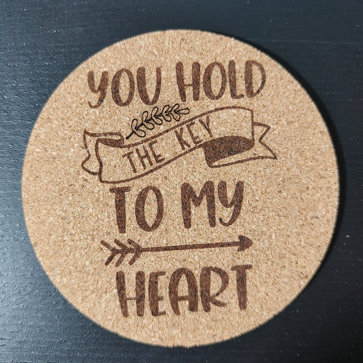 You hold the key to my heart valentijnsdag set van 6 kurk onderzetters
