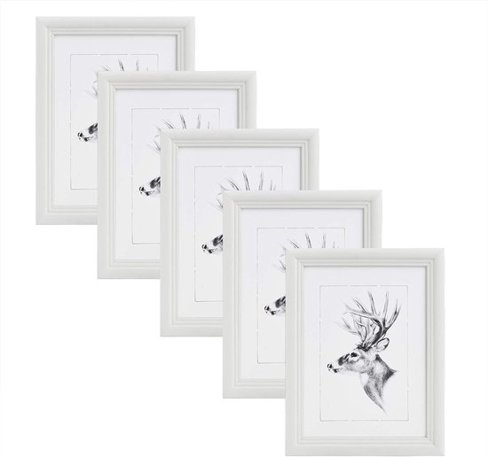 WOLTU 5 pièces Cadre de Photo en Bois, Artos Style Façade en Verre,30x40cm,Gris BR9437gr-5