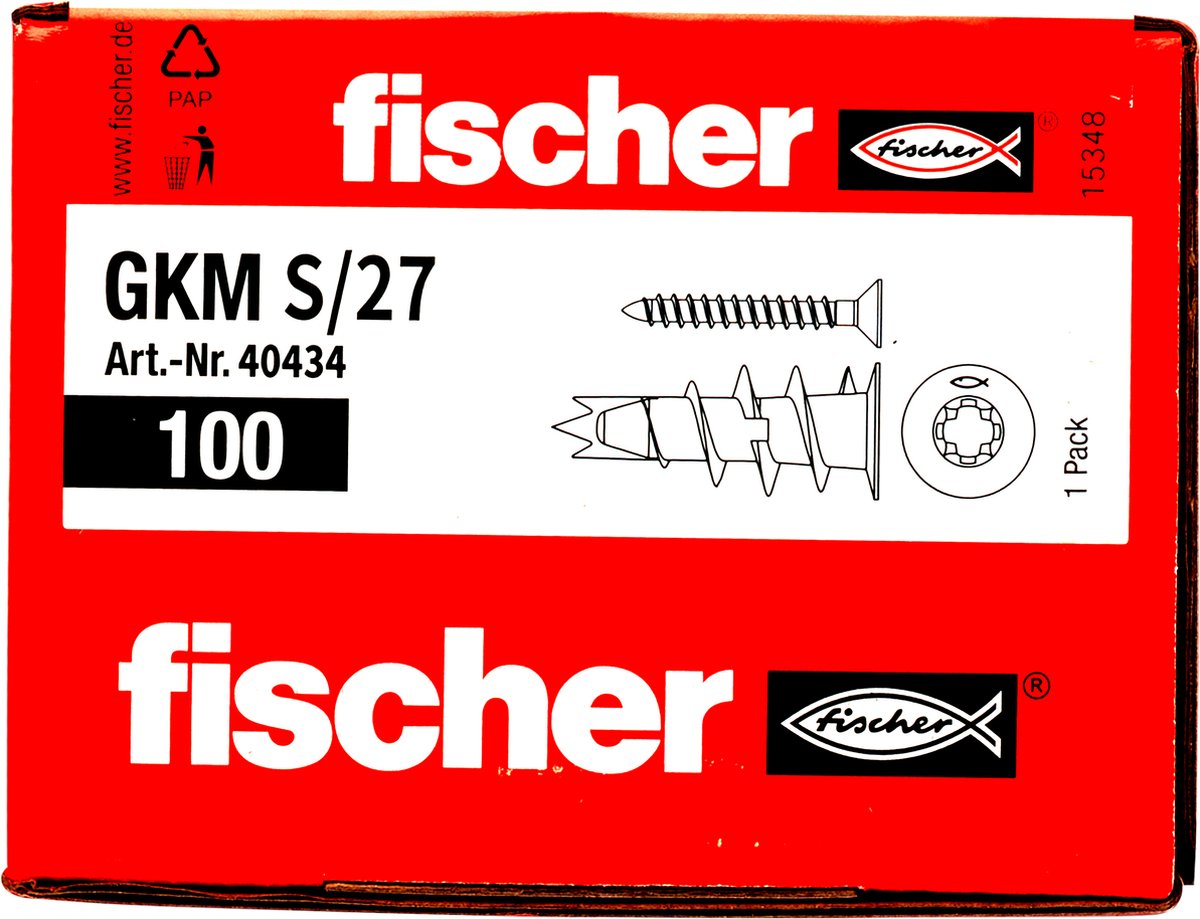 Cheville métallique pour plaque de plâtre Fischer GKM 27, acier, 100 pcs.