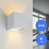 FONKEL® Qube Kubus LED Wandlamp Binnen Wit 6 Watt 230V - Wandverlichting Buiten IP65 Waterdicht – Dimbaar Warm Licht 2700K - Muurlamp voor Woonkamer of Slaapkamer