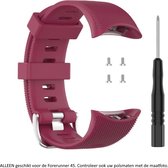 Wijnrood / paars / roze siliconen bandje geschikt voor de Garmin Forerunner 45 – Maat: zie maatfoto - horlogeband - polsband - strap - siliconen - winered rubber smartwatch strap