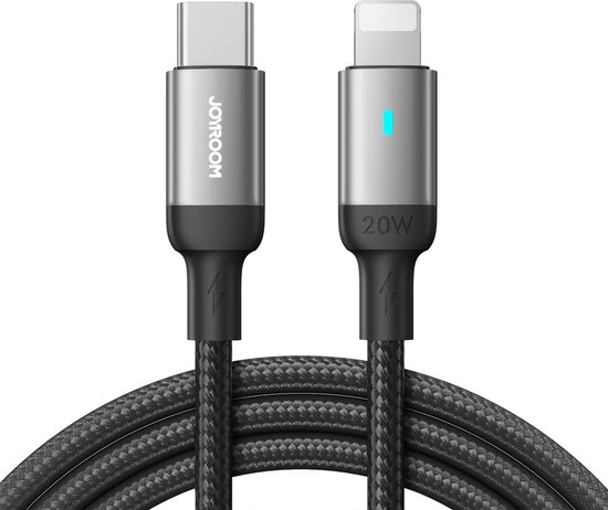 JOYROOM Oplader - USB C naar Lightning Kabel - Type-C - 2 Meter - 20W - Zwart