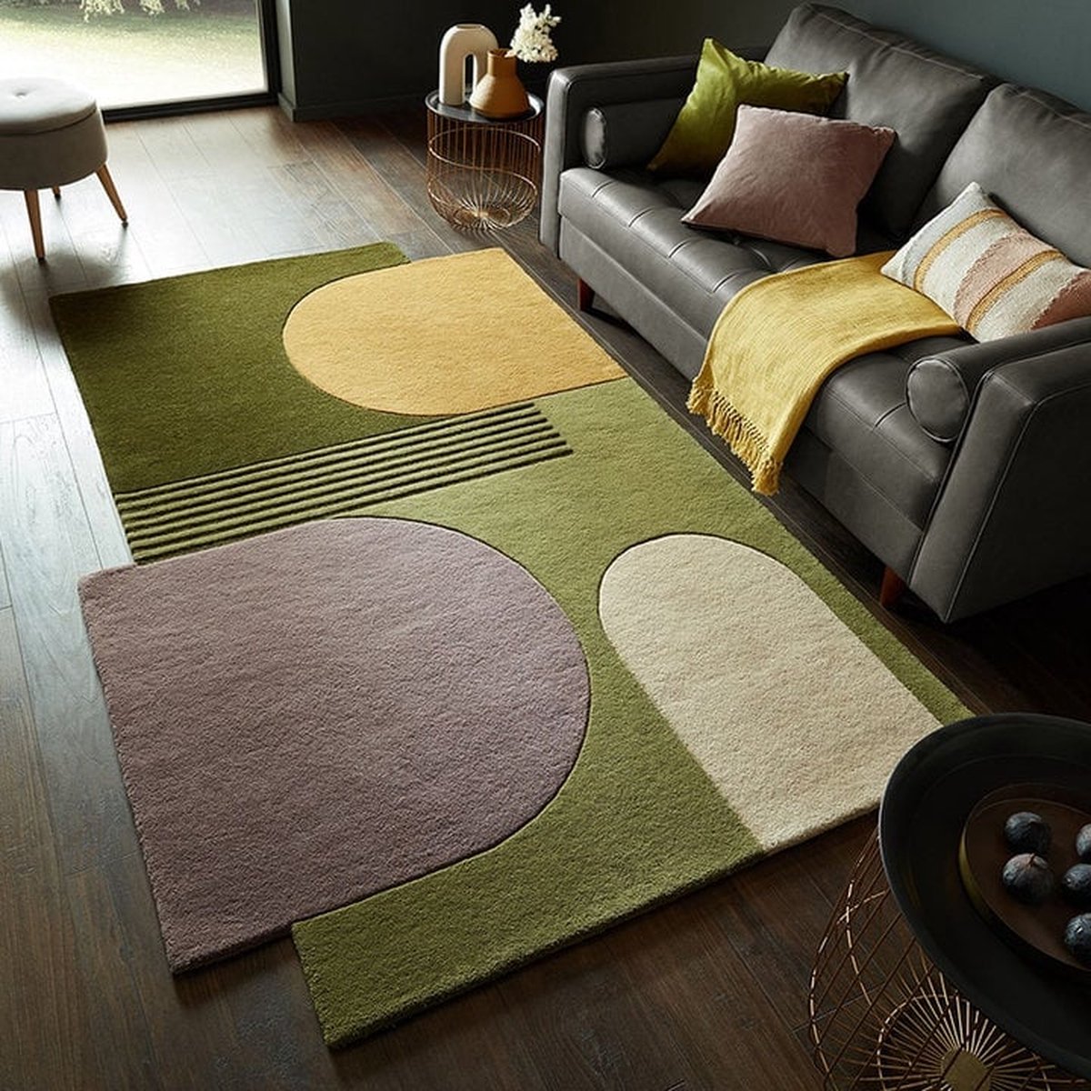 flycarpets Abstract Modern Stracto Lozenge - Organische Vorm Vloerkleed - Groen / Multi - 120x180 cm