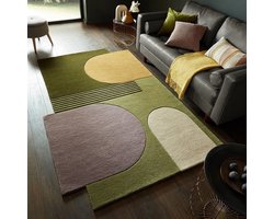 Flycarpets Abstract Modern Stracto Lozenge - Organische Vorm Vloerkleed - Groen / Multi - 120x180 cm