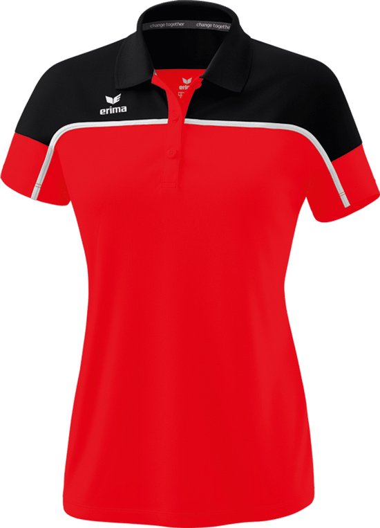 ERIMA Change Polo Dames Rood-Zwart-Wit Maat 36