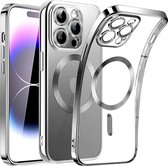 Magnetic Clear Silicone hoesje met geïntegreerde Camera Lens Protector - schokbestendig [Magsafe Magnetische Ring Case] - zilver - Geschikt voor iPhone 14 pro max