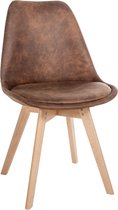CLP Linares Chaise de salle à manger - Sans accoudoirs - Structure bois - Simili cuir marron