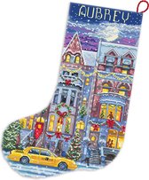 Leti Stitch Winter Townhouse Stocking borduren (pakket) L8085