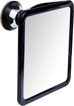 Douchespiegel anti-condens met zuignap, scheerspiegel douche grote badkamerspiegel zonder boren scheren 1 compartiment, 20 x 18 cm (zwart)
