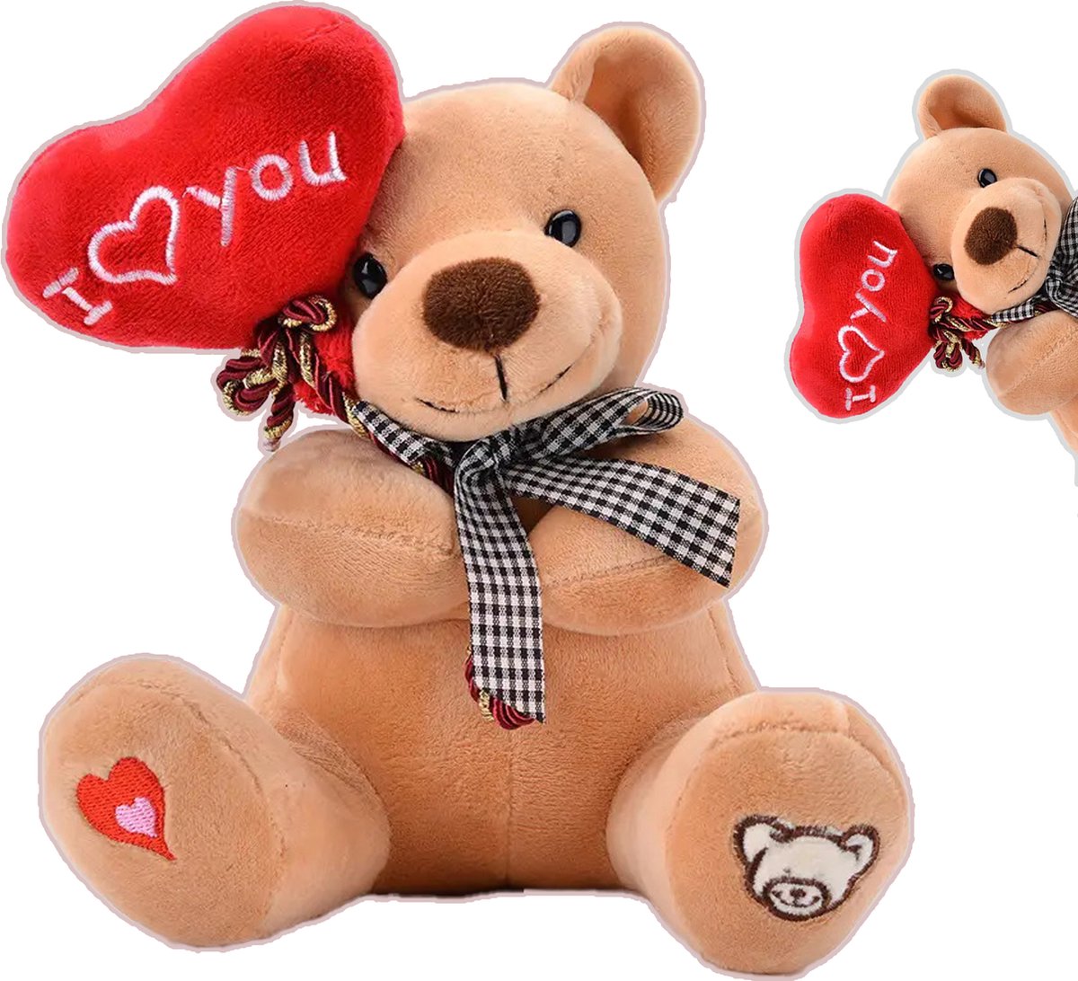 Knuffelkings® Teddybeer - Valentijn - Teddybeer I Love You - Knuffelbeer - Valentijn Beer - Valentijnsdag Love You - I Love You Knuffel - Valentijn Knuffel - 20cm - Pluche - Bruin