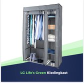 LG Life's Green Opvouwbare Kleerkast – Kledingrek met 5 Legplanken en Ophangstang – Stoffen kledingkast – 140KG Draagvermogen – 110x45x175CM – Grijs