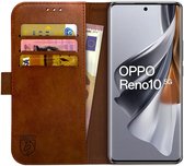 Rosso Element Book Case Wallet Hoes Geschikt voor Oppo Reno 10 Pro | Portemonnee | 3 Pasjes | Magneetsluiting | Stand Functie | Bruin