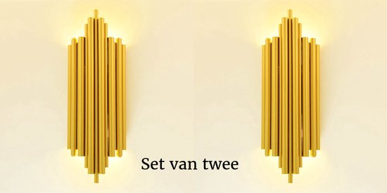 Orgel - Set van twee wandlampen - Wandlamp binnen - Woonkamer - Verlichting - Goud - Muurlamp