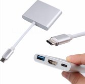 *** Multiport USB-C naar HDMI - Adapter geschikt voor MacBook - 3.1 - Zilver- Universeel - Hubje - Verlengsnoer - HDMI - USB-C - USB