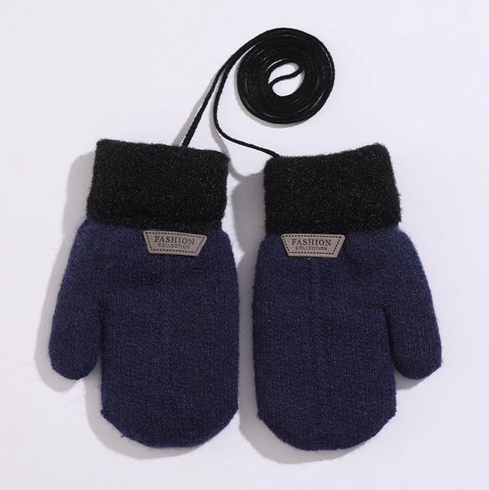 Ychee - Unisex Kinder Winter Wanten - Handschoenen - Wol - Warm - Klein - Outdoor - 1-3 jaar - Donker Blauw