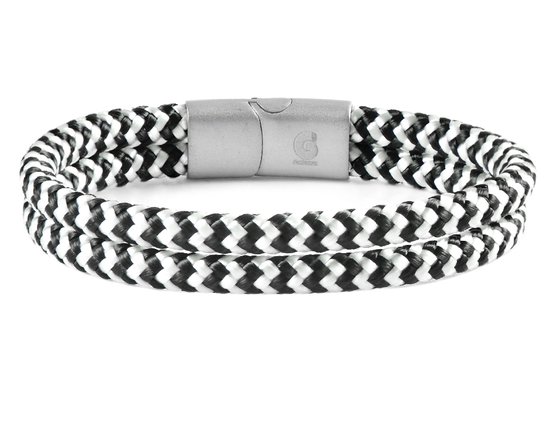 Touw Armband Wit - Zwart - Heren Dames 17,5cm Galeara Design NOA