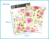 100 stuks - bloemen webshop verzendzakken - 33 x 26 cm poly mailers, verzendzakken enveloppen postzakken voor verpakking coax kledingzakken zelfklevend kleding gripzak post