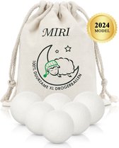 Boules de séchage MIRI - 6 pièces - Boules de lavage - Laine de mouton durable - Réutilisables - Vizirettes - Wit