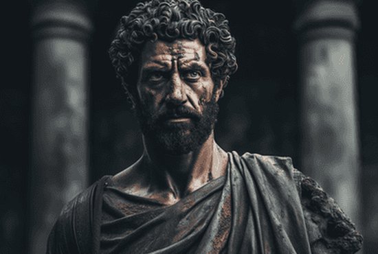 Marcus Aurelius Poster - Rome - Romeinse Keizer - Strateeg - Abstract Portret - posters - formaat 60x90cm - Wanddecoratie - 1438