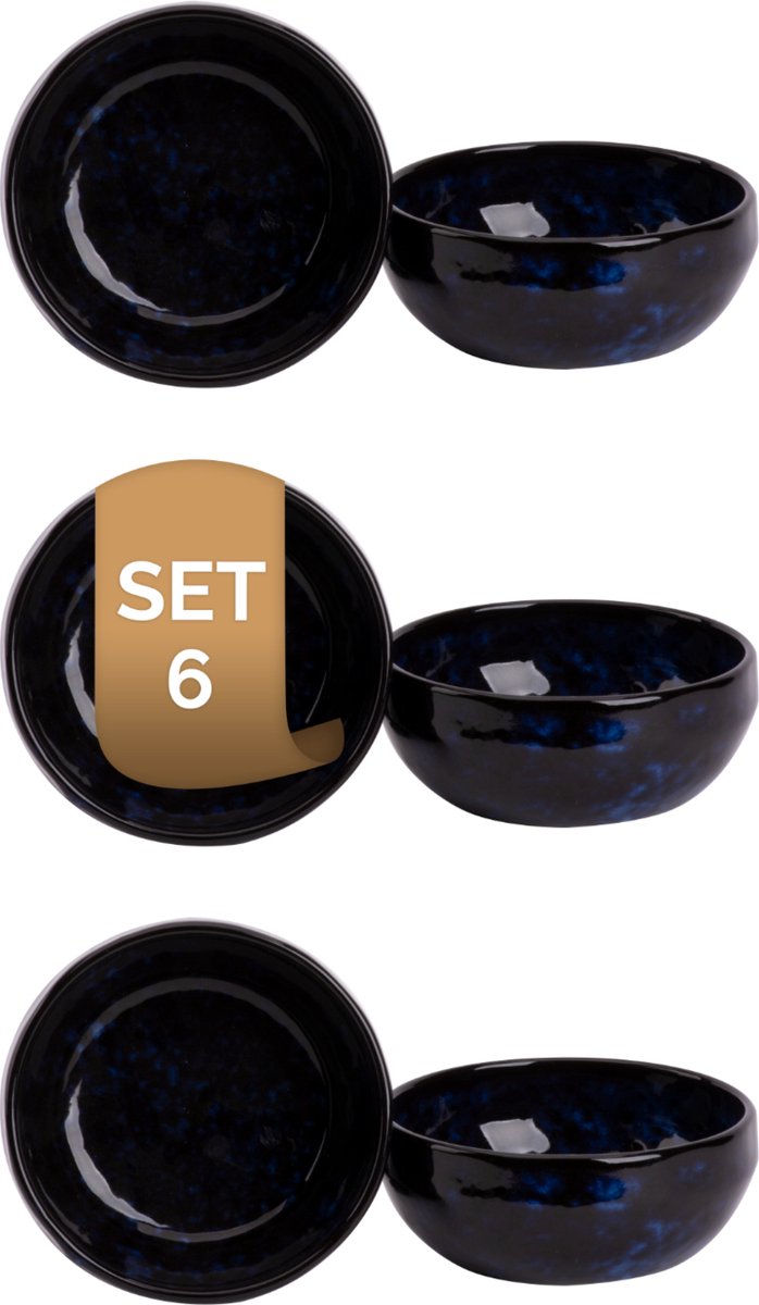 Palmer - Bama Blue - Schaal - Kom - 6 stuks - 30 cl - ø 12 cm - Blauw - Stoneware - Bordenset