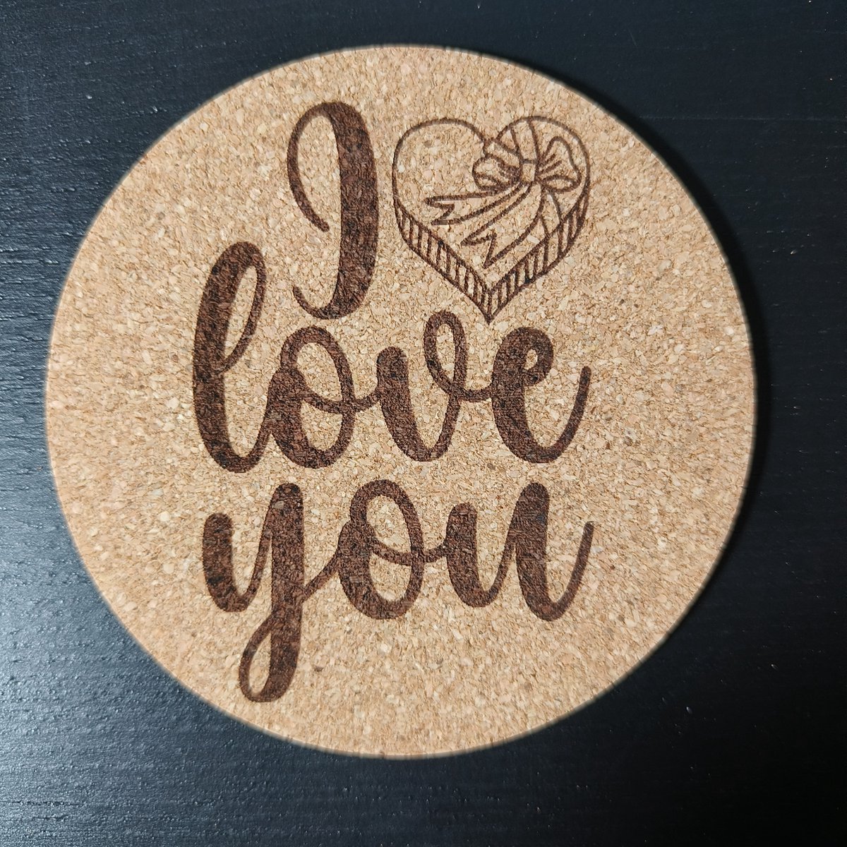 I love you valentijnsdag set van 6 kurk onderzetters