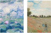 Set de 2 torchons - collection art - Monet, nénuphars & Monet Champ de coquelicots - 100% coton 50 x 70 cm par supervintage