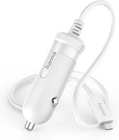Hama Car Charger - Chargeur de voiture 5W Connexion Lightning - Câble de charge - Convient pour Apple iPhone - Sécurité - 1 mètre - Wit