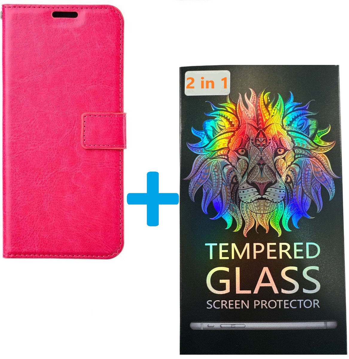 Portemonnee Bookcase Hoesje + 2 Pack Glas Geschikt voor: Samsung Galaxy S21 Plus - roze