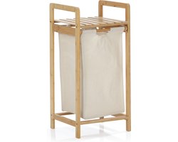LUMALAND bamboe wasmand - 33 x 33 x 73 cm - houtkleurig/beige