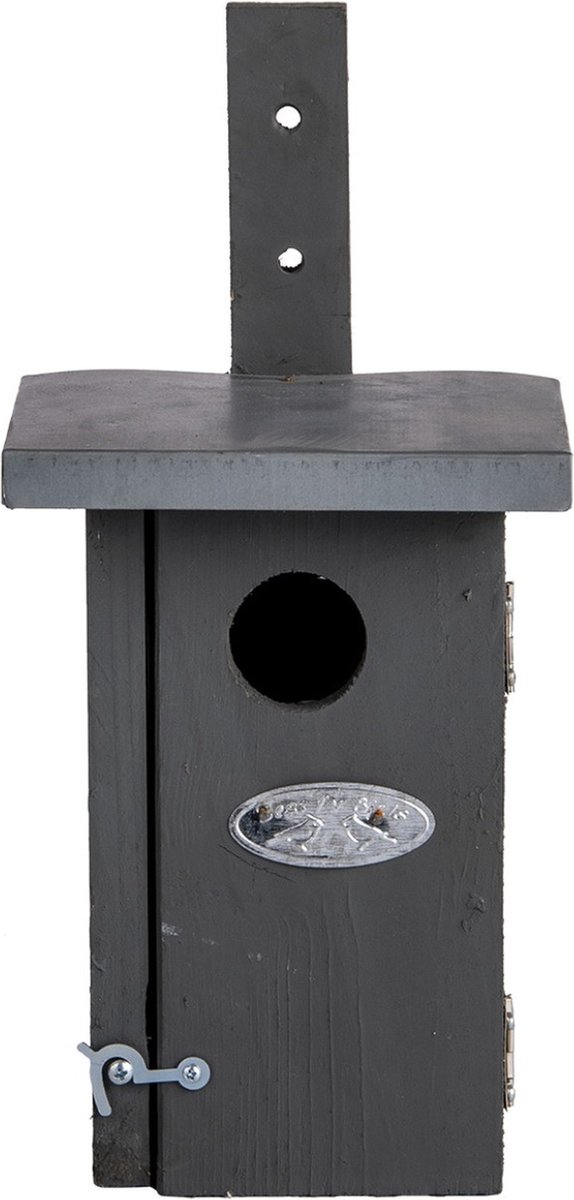 Houten grijze vogelhuisje/nestkastje winterkoning - Tuindecoratie vogelnest nestkast vogelhuisjes - tuindieren