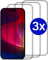 Triple Pack - Screenprotector geschikt voor iPhone 15 Pro Max - Premium - Volledig bedekt - Edge to edge - Tempered Glass - Beschermglas - Glas - 3x Screenprotector - Transparant