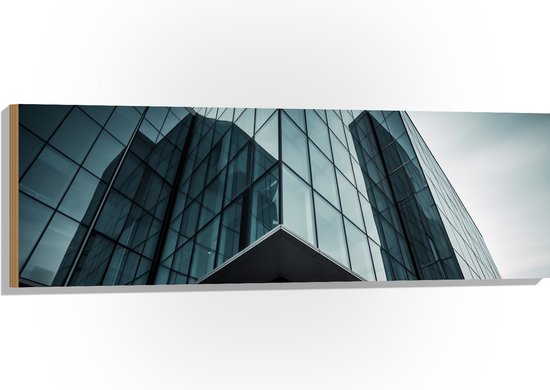 Hout - Gebouw - Donker - 120x40 cm - 9 mm dik - Foto op Hout (Met Ophangsysteem)