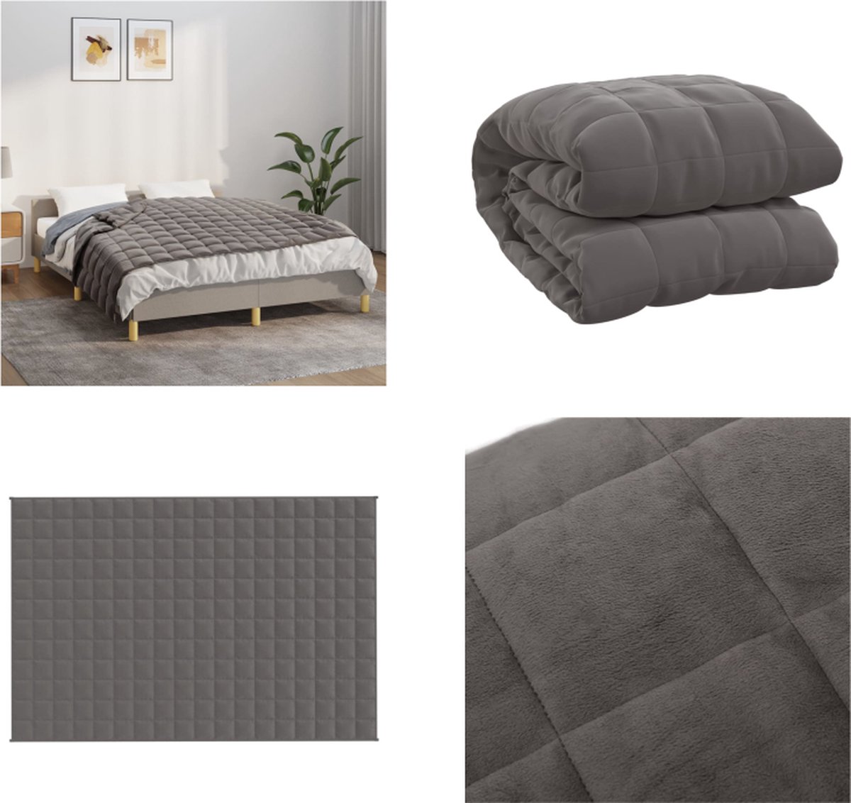 vidaXL - Verzwaringsdeken - 120x180 - cm - 9 - kg - stof - grijs