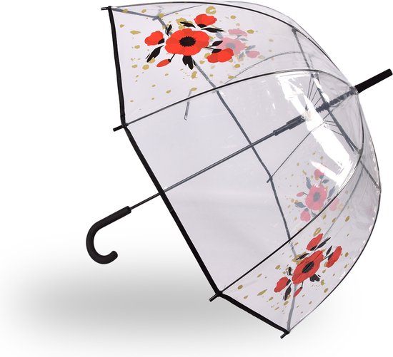 Parapluie à fleurs - Parapluie dôme PVC Transparent Diamètre 86 cm - TRANSPARENT - AUTOMATISÉ - Ø 86 CM - DESIGN