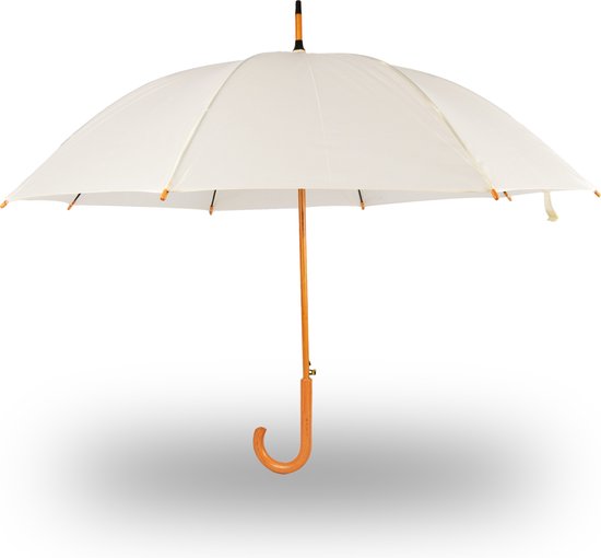 Luxe Royale Witte & Vanille Paraplu | Windproof en Handmatig| Diameter 98 cm met Houten Handvat en Stok | Geïnspireerd door Royal Ascot Races