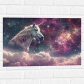 Muursticker - Eenhoorn - Unicorn - Wolken - Kleuren - Sterren - 60x40 cm Foto op Muursticker