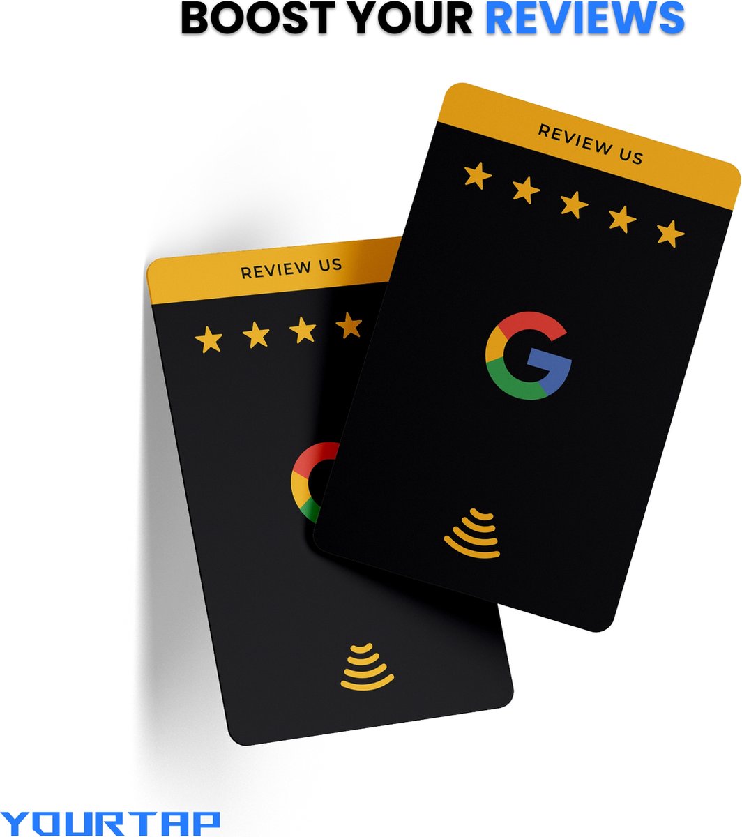 YourTap NFC Google Review Kaart 2 Stuks Zwart