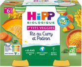HiPP P'tits Veggies Rijst met Kerrie en Pompoen van 6 Maanden Biologisch 2 Potjes