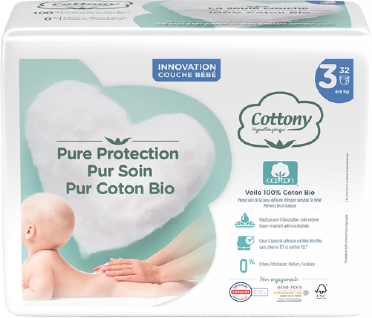 Goedkoopste Cottony Biologische Katoenen Luiers 32 Luiers Maat 3 (4-9 kg