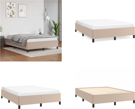 vidaXL Bedframe kunstleer cappuccinokleurig 140x190 cm - Bedframe - Bedframes - Bed - Slaapmeubel