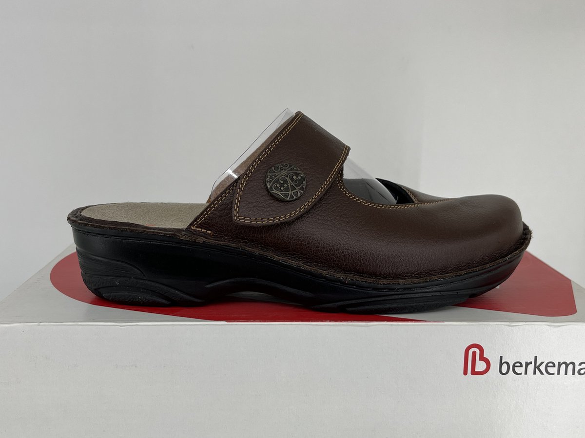 Berkemann Heliane bruine leren slippers / muitljes Maat 41,5 / UK 7,5 donkerbruin 03457-342 orthopedische schoen