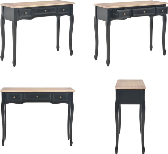 VidaXL Bijzettafeltje met plank 25,5x27x60 cm zwart