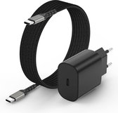 USB C Adapter / oplader Met USB C naar USB C kabel - 25W snellader voor o.a telefoon en tablet - Zwart