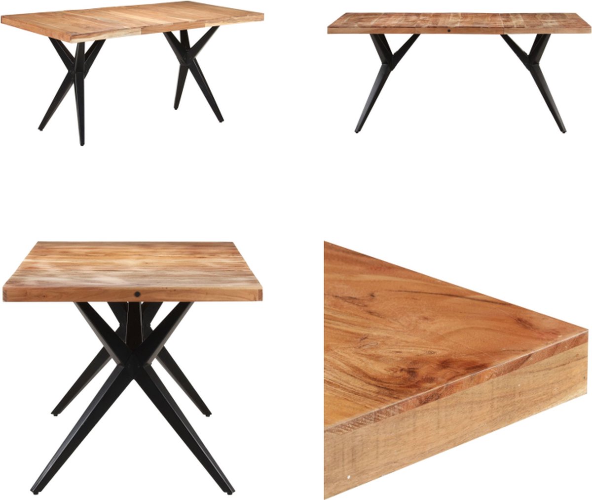 vidaXL Eettafel - 160x80x76 - cm - massief - acaciahout Gebleekt